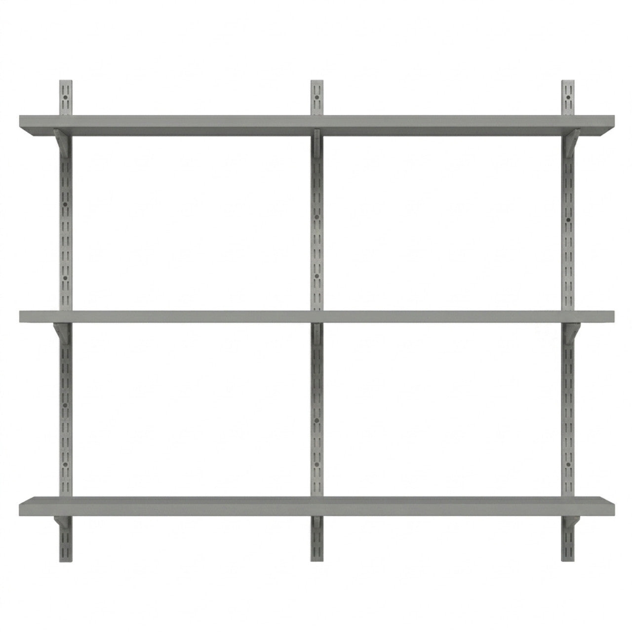 Silver Twin Slot Shelving Kit - H1000 x W1200mm, 3 Uprights & 3 Dark Grey Wooden Shelves