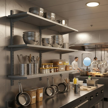Silver Twin Slot Shelving Kit - H1000 x W1200mm, 3 Uprights & 3 Dark Grey Wooden Shelves