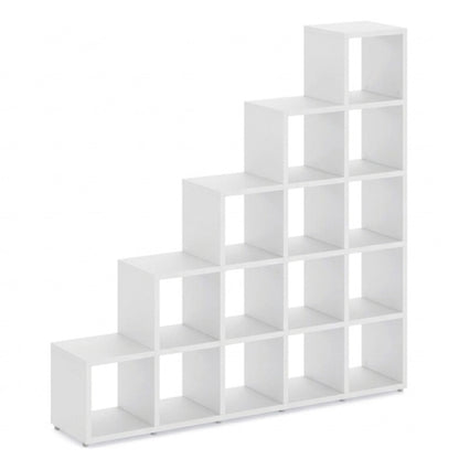White Cube Stepped Shelving Display & Storage Unit -5 x 5