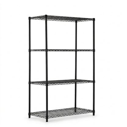 4 Tier Heavy Duty Black Wire Shelving Unit - H1800 x D450mm