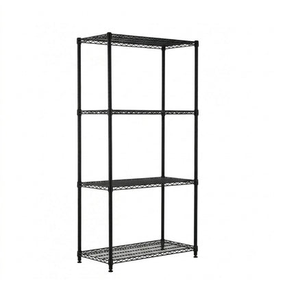 4 Tier Heavy Duty Black Wire Shelving Unit - H1800 x D450mm