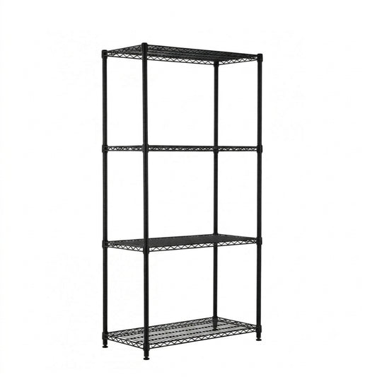 4 Tier Heavy Duty Black Wire Shelving Unit - H1800 x D450mm