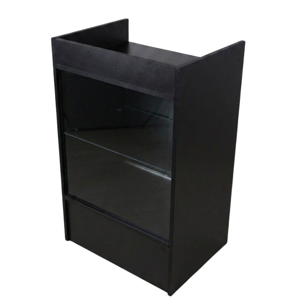 Black Retail Till Counter With Glass Front Display - Silhouette Range