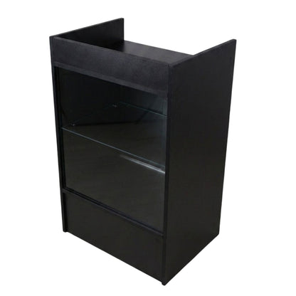 Black Retail Till Counter With Glass Front Display - Silhouette Range