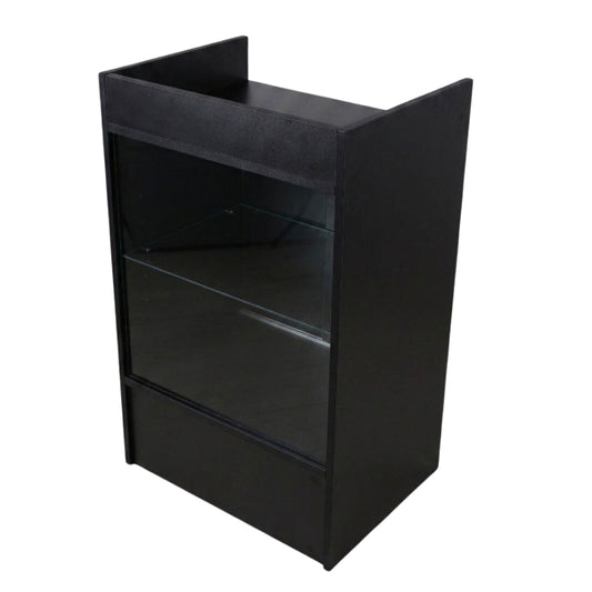 Black Retail Till Counter With Glass Front Display - Silhouette Range