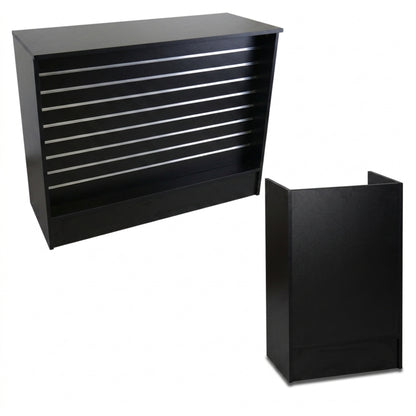 Black Shop Counter with Slatwall Front and Till Unit Bundle - Silhouette Range