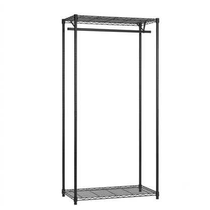 Black Wire Clothes Rack - H1800mm- 1 x Rail & 2 x Shelves