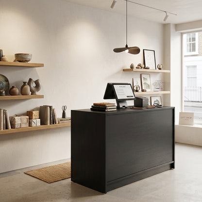 Aura Black Shop Counter with Storage