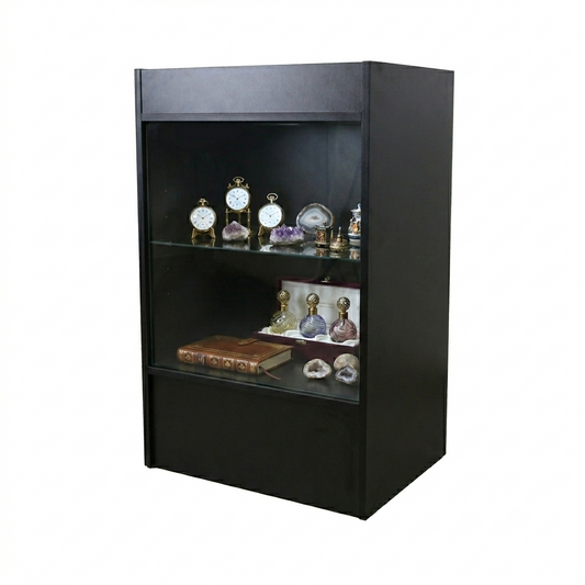 Black Retail Till Counter With Glass Front Display - Silhouette Range