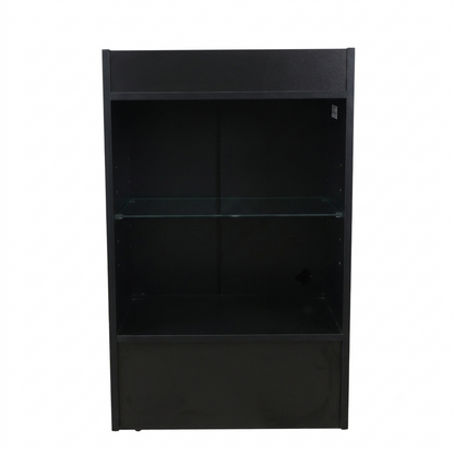 Black Shop Counter With 3/4 Glass Display and Glass Front Till Unit Bundle - Silhouette Range