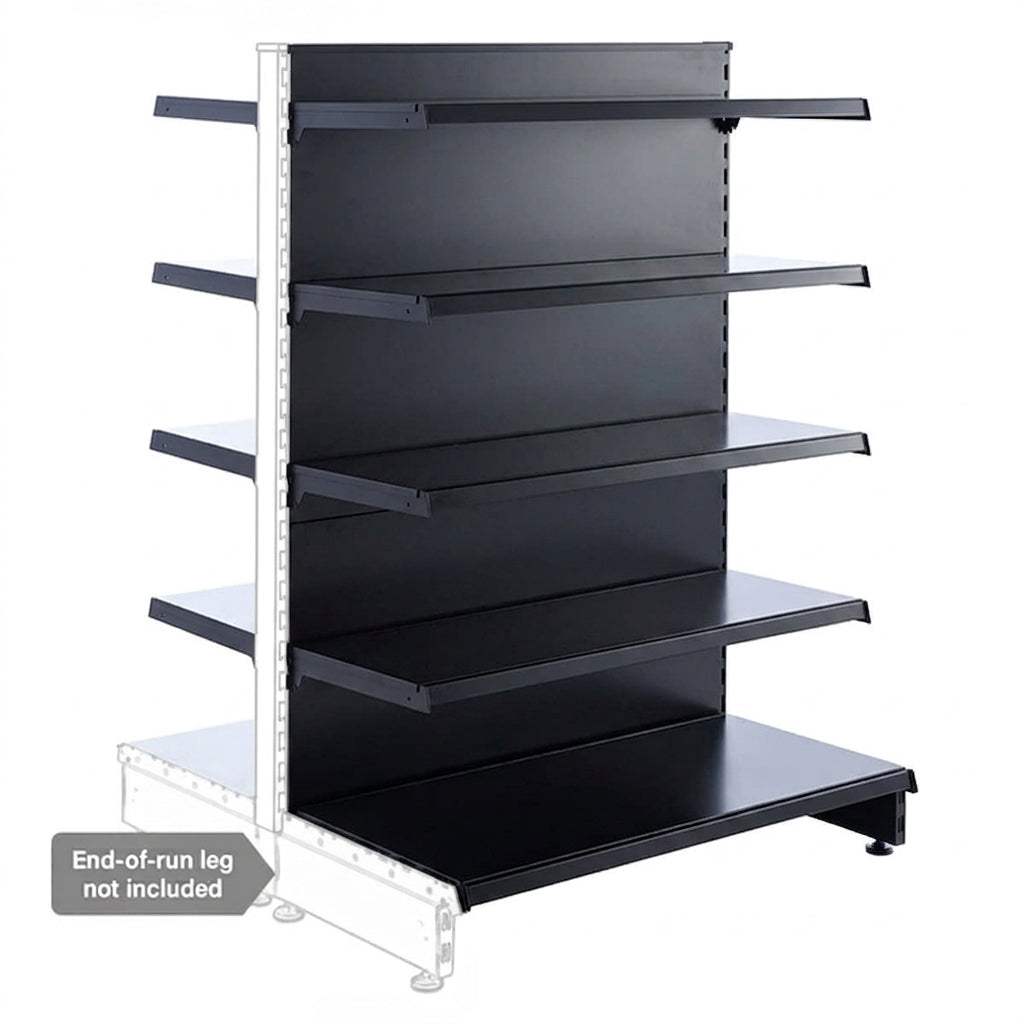 Black Retail Shelving Modular Gondola Unit - 8 x 370mm Shelves - H1400mm