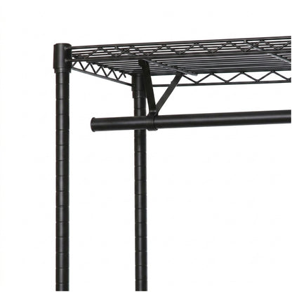 Black Wire Clothes Rack - H1800mm- 1 x Rail & 2 x Shelves