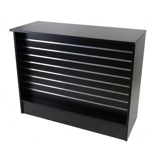Black Shop Counter with Slatwall Front & Aluminium Inserts - Silhouette Range