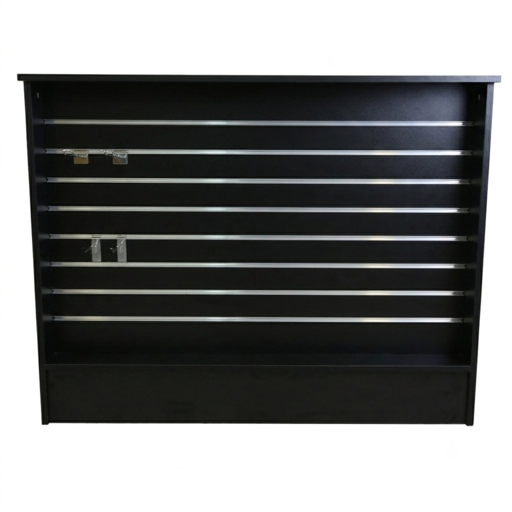 Black Shop Counter with Slatwall Front & Aluminium Inserts - Silhouette Range