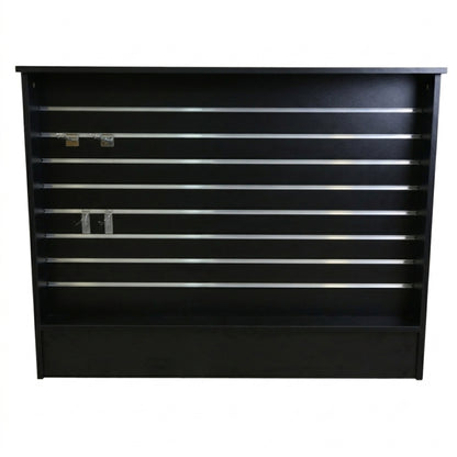 Black Shop Counter with Slatwall Front & Aluminium Inserts - Silhouette Range