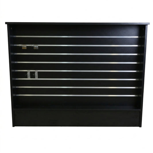 Black Shop Counter with Slatwall Front & Aluminium Inserts - Silhouette Range