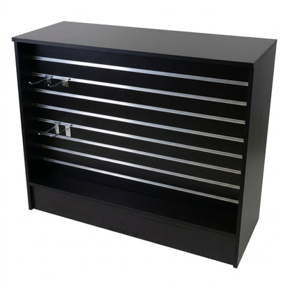 Black Shop Counter with Slatwall Front & Aluminium Inserts - Silhouette Range