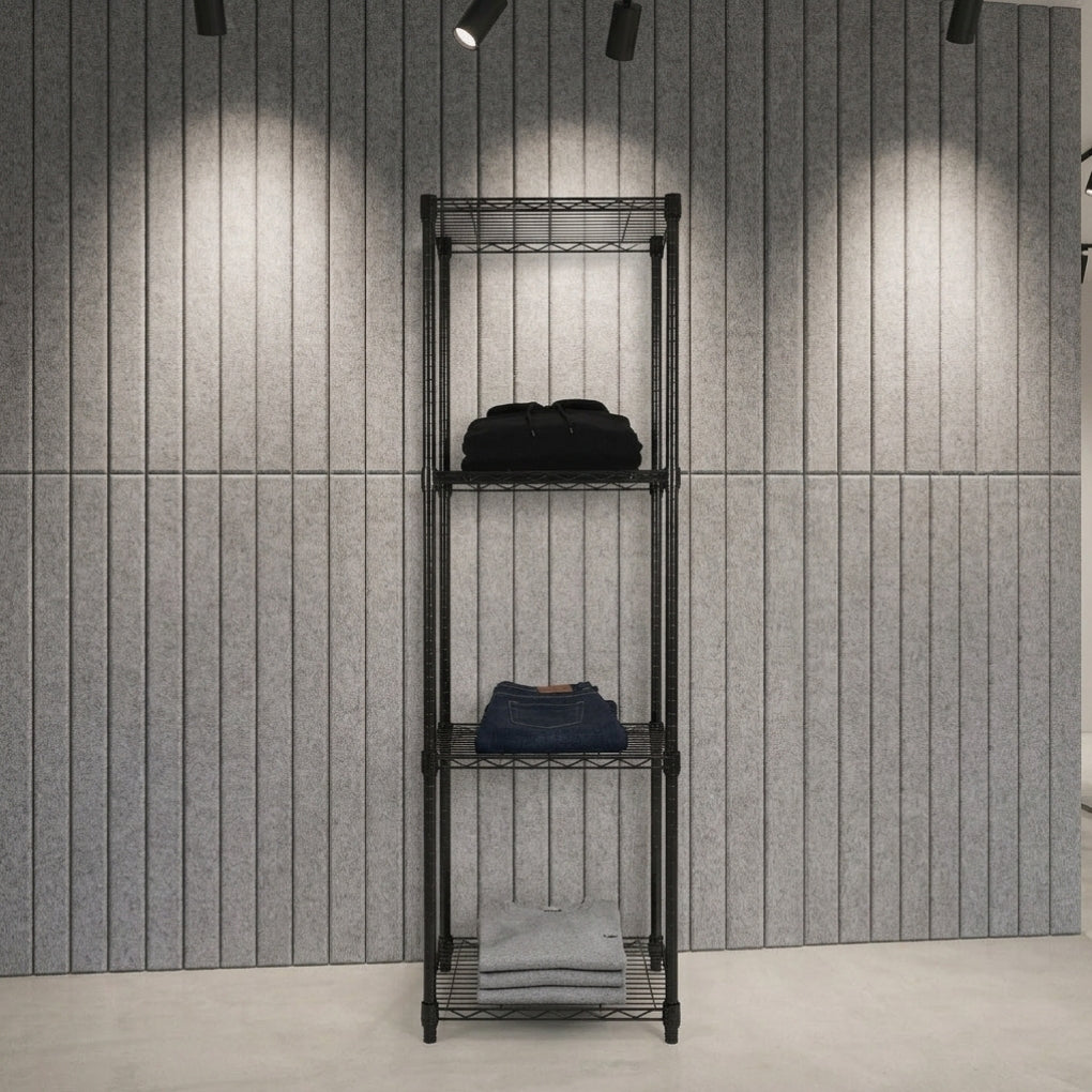 4 Tier Square Black Wire Shelving Unit - H1800 x W450 x D450mm
