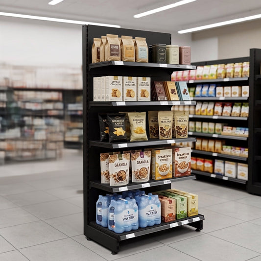 Black Retail Wall Shelving - 1 Starter Bay With 470mm Base Shelf