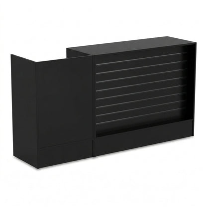Black Shop Counter with Slatwall Front and Till Unit Bundle - Silhouette Range