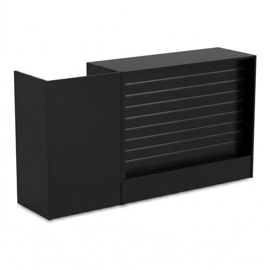 Black Shop Counter with Slatwall Front and Till Unit Bundle - Silhouette Range