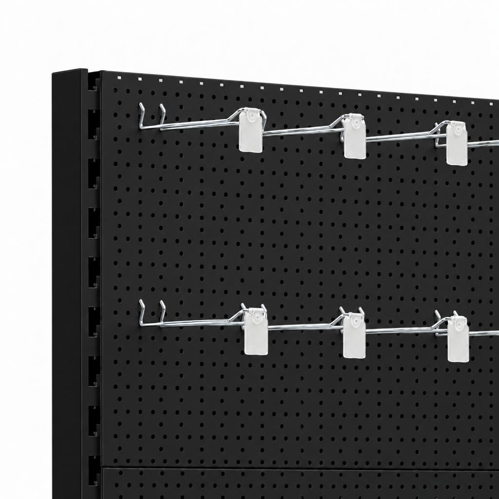 Black Double-Sided Trade & Exhibition Gondola - H2100 x W1000mm - 64 Hooks