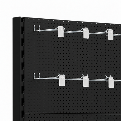 Black Double-Sided Trade & Exhibition Gondola - H2100 x W1000mm - 64 Hooks