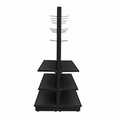 Black Double-Sided Trade & Exhibition Gondola - H2100 x W1000mm - 64 Hooks