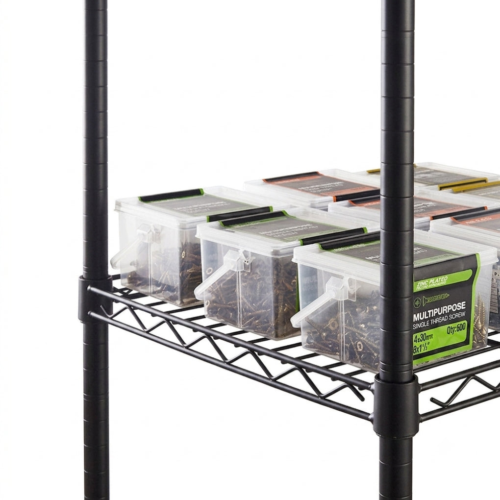 5 Tier Black Wire Shelving Unit - D450mm