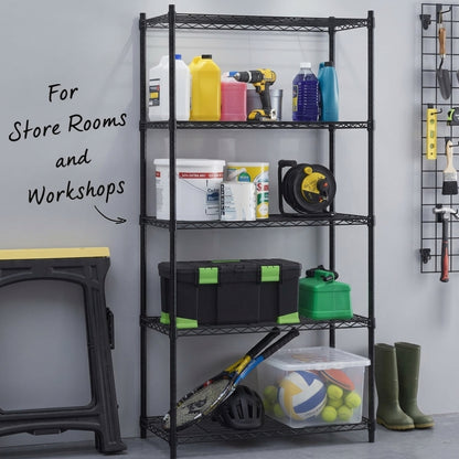 2 x 4 Tier Black Wire Shelving Units - H1800 x D450mm