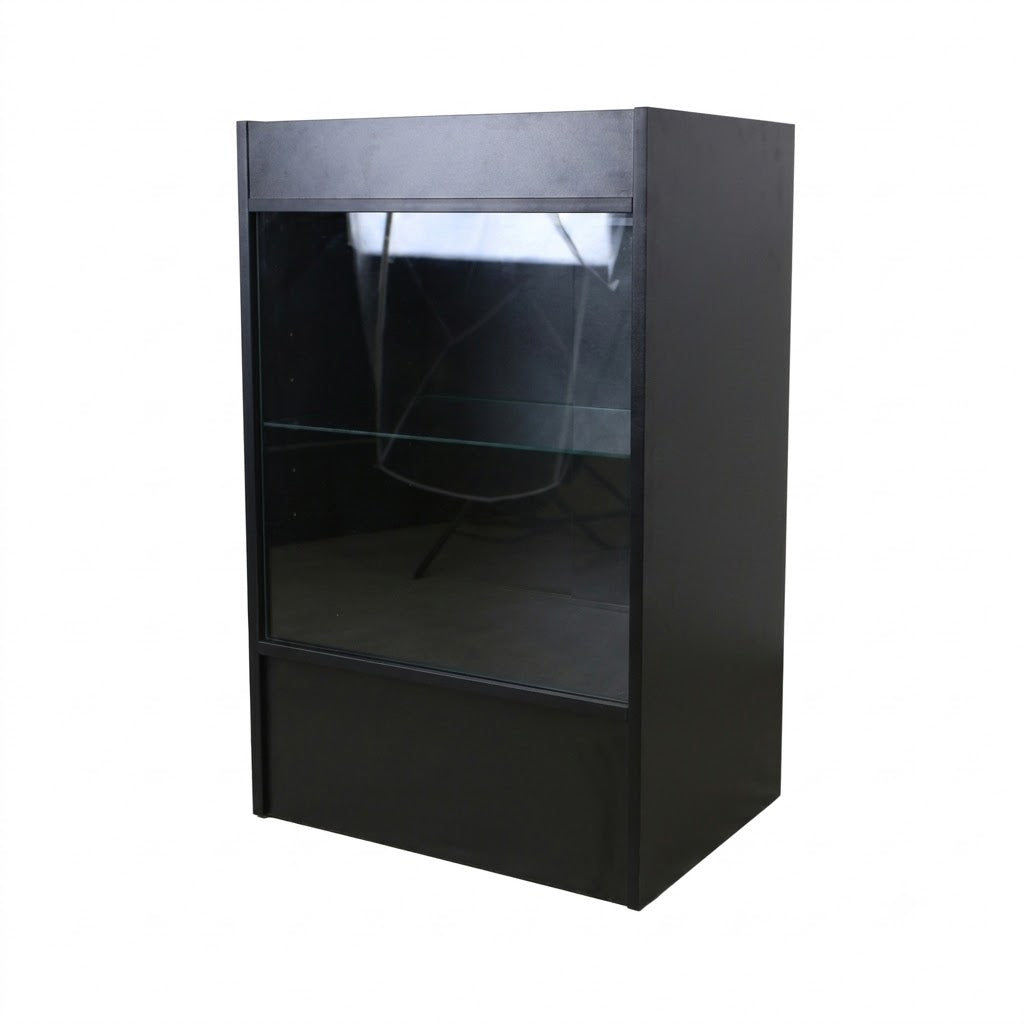 Black Retail Till Counter With Glass Front Display - Silhouette Range