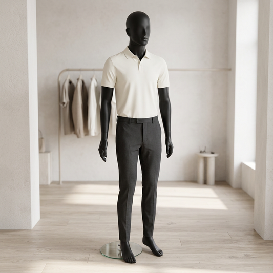 Candor male matt-black mannequin in a menswear boutique