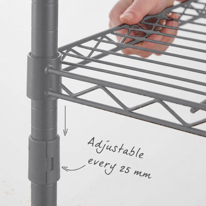 7 Tier Narrow Carbon Grey Wire Shelving Unit - D350mm