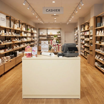 Aura Cream Shop Counter with Storage