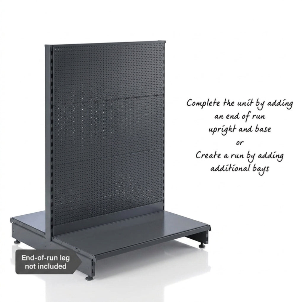 Dark Grey Retail Shelving 1400mm High Modular Gondola Unit with Perforated Back Panels