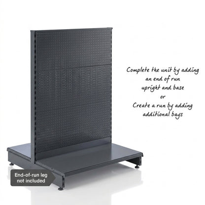 Dark Grey Retail Shelving 1400mm High Modular Gondola Unit with Perforated Back Panels