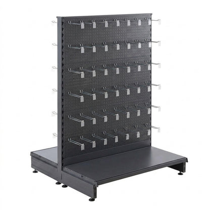 Dark Grey Modular Gondola Unit - Perforated Back Panels, Euro Hooks, Tickets Holders