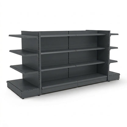 Dark Grey Retail Gondola Shelving - H1400mm - 2 Bays & 2 End Bays - 18 Shelves