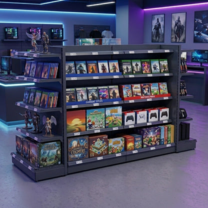 Dark Grey Retail Gondola Shelving - H1800mm - 2 Bays & 2 End Bays - 24 Shelves
