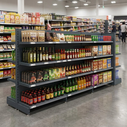 Dark Grey Retail Shelving Modular Gondola Unit - 6 x 370mm Shelves - H1400mm