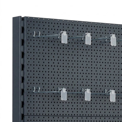 Dark Grey Modular Gondola Unit - Perforated Back Panels, Euro Hooks, Tickets Holders