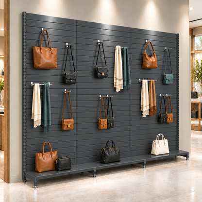 Dark grey slatwall department-store lifestyle