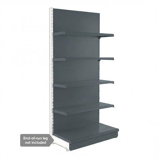 Dark Grey Retail Shelving 2100mm High Modular Wall Unit Extension Bay - 4 x 370mm Shelves