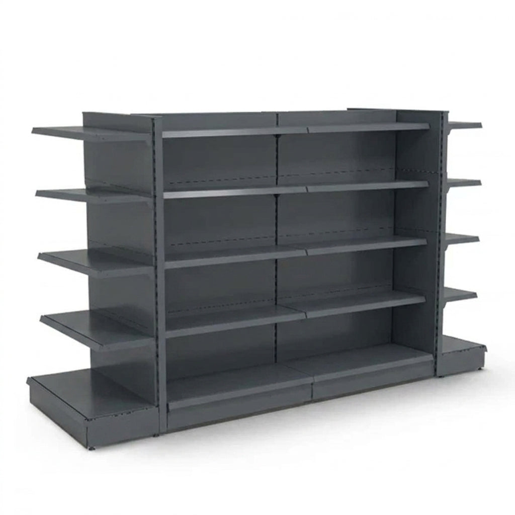 Dark Grey Retail Gondola Shelving - H1800mm - 2 Bays & 2 End Bays - 24 Shelves