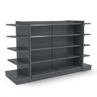 Dark Grey Retail Gondola Shelving - H1800mm - 2 Bays & 2 End Bays - 24 Shelves