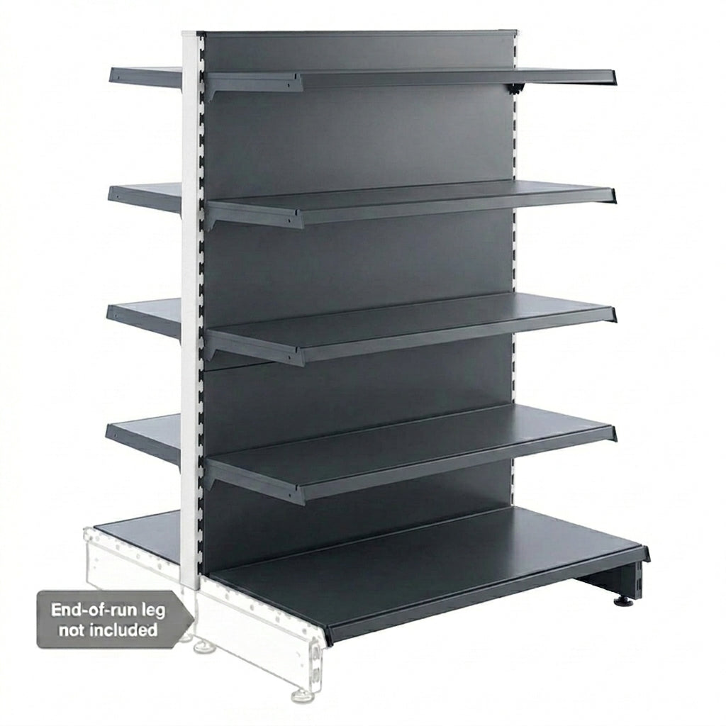 Dark Grey Retail Shelving Modular Gondola Unit - 8 x 370mm Shelves - H1400mm