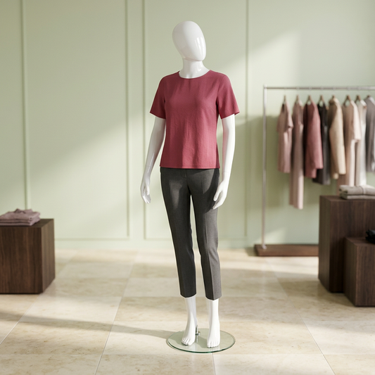 Dash 01 female gloss-white mannequin in a pistachio boutique