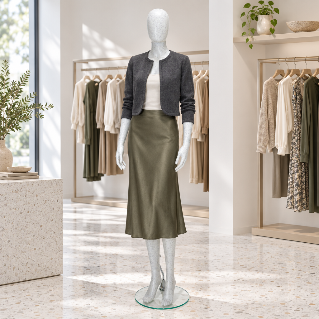 Female Salt n Pepper Trance mannequin in a womenswear boutique