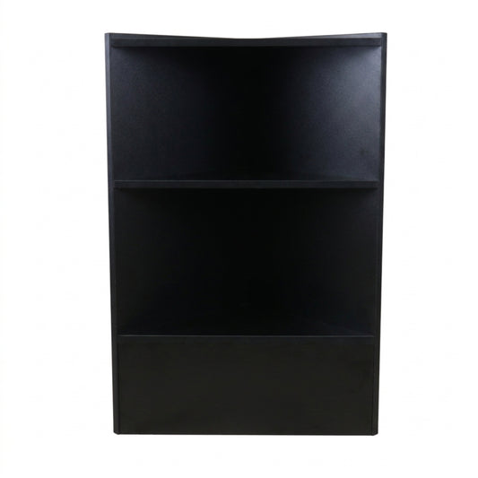 Black Shop Display Corner Counter with Wooden Shelves - Silhouette Range