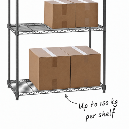 Carbon grey wire shelving detail